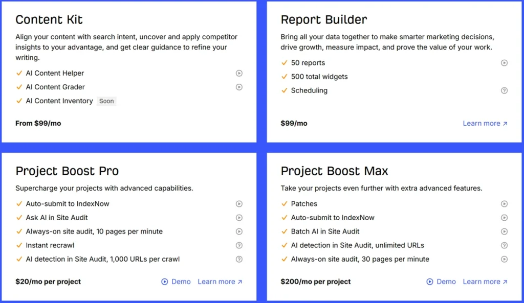 Ahrefs Addons with pricing
