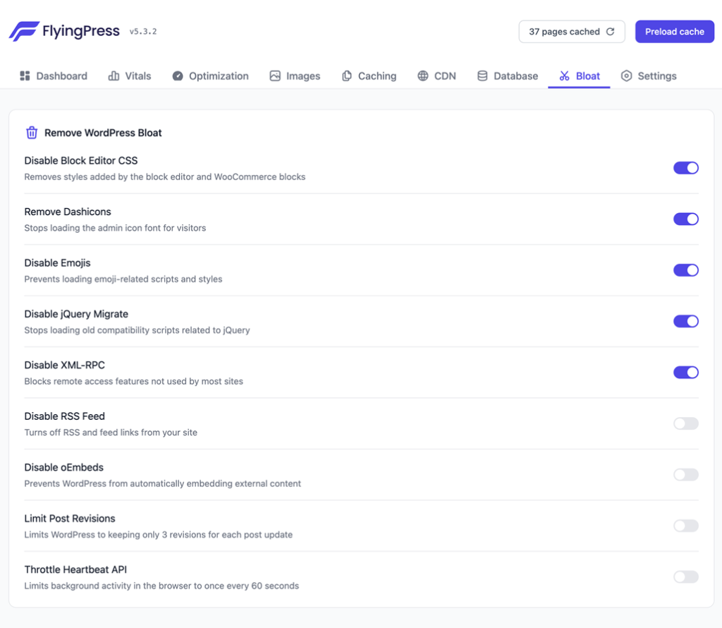 FlyingPress Bloat Removal