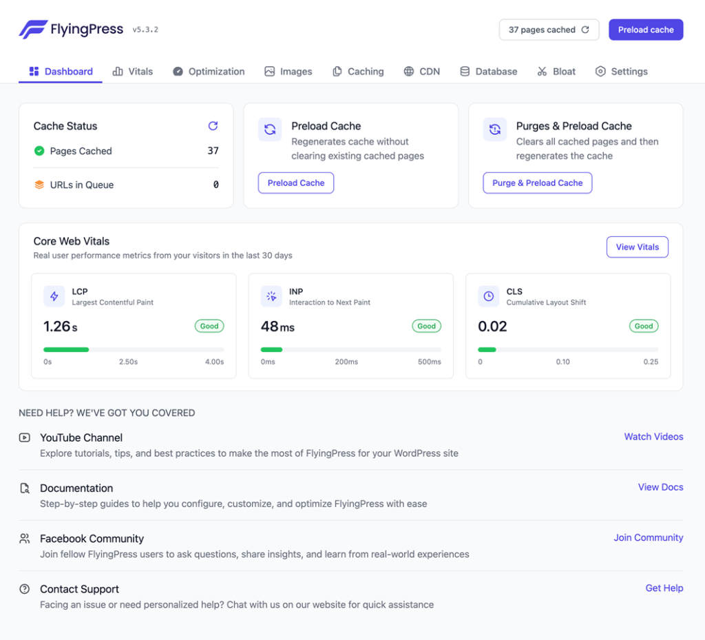 FlyingPress Dashboard