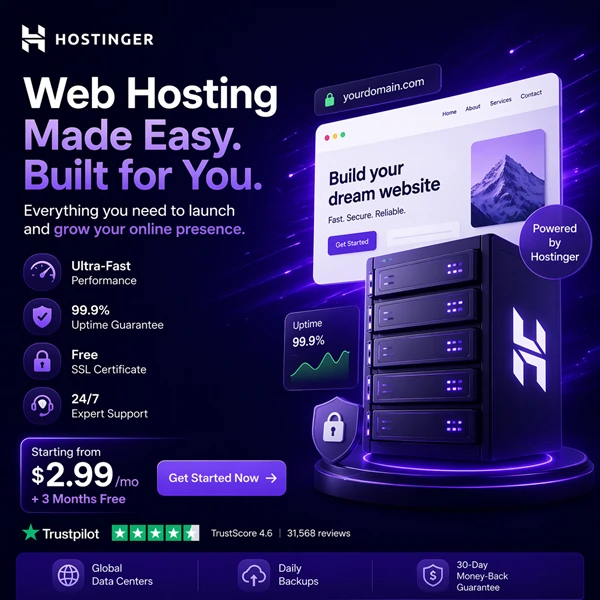 Hostinger hosting deal $2.99 per month + 3 months free