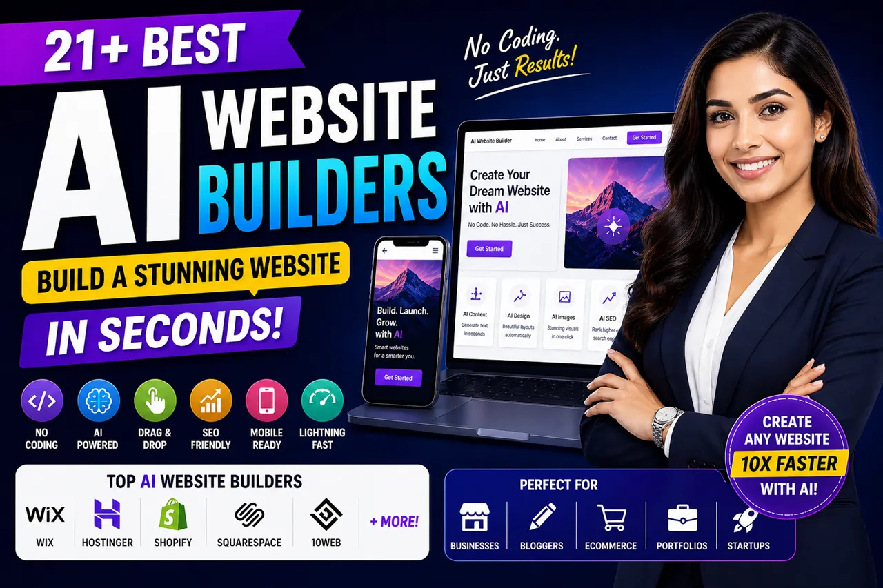 21+ Best AI Website Builders in 2026 – Build a Website in Seconds (No Coding Needed)
