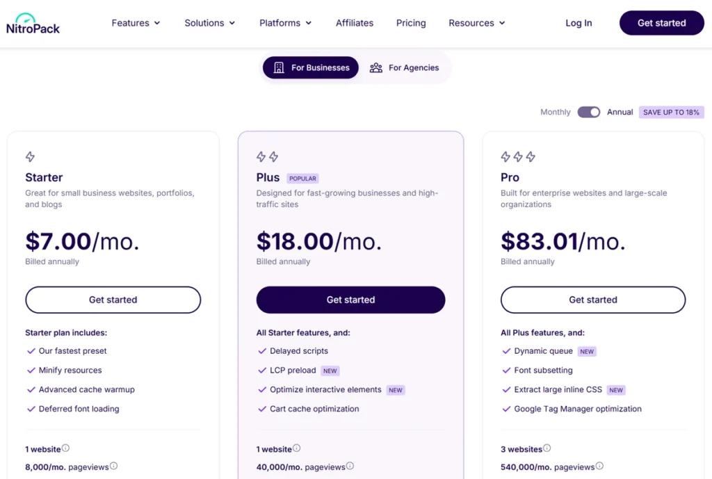 NitroPack Pricing: Free vs Paid