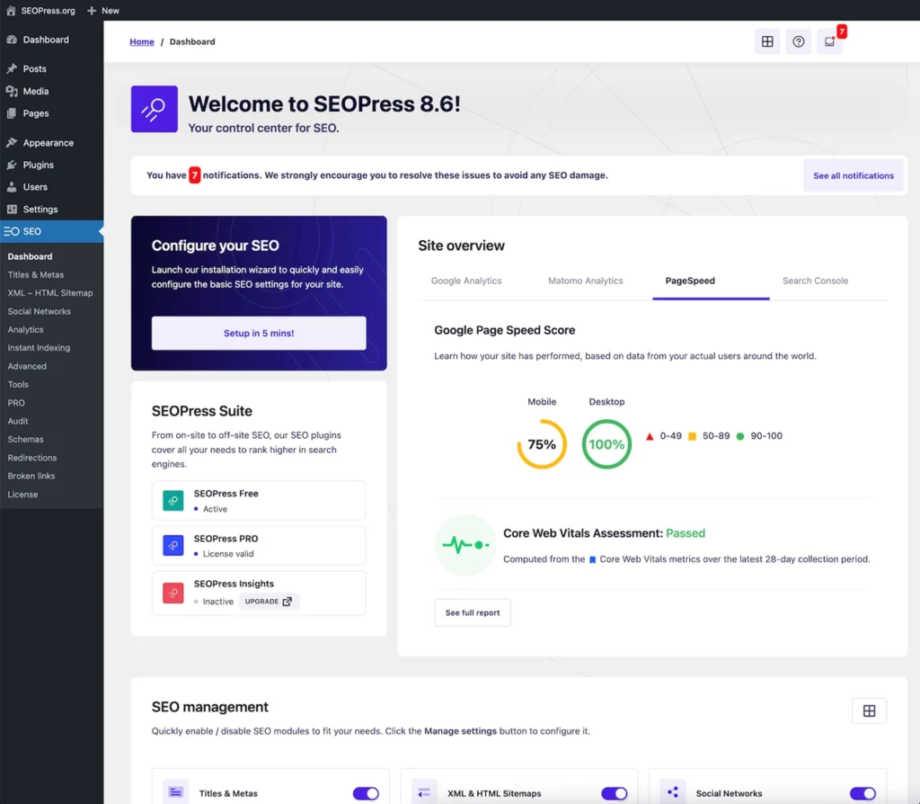 SEOPress Dashboard Image
