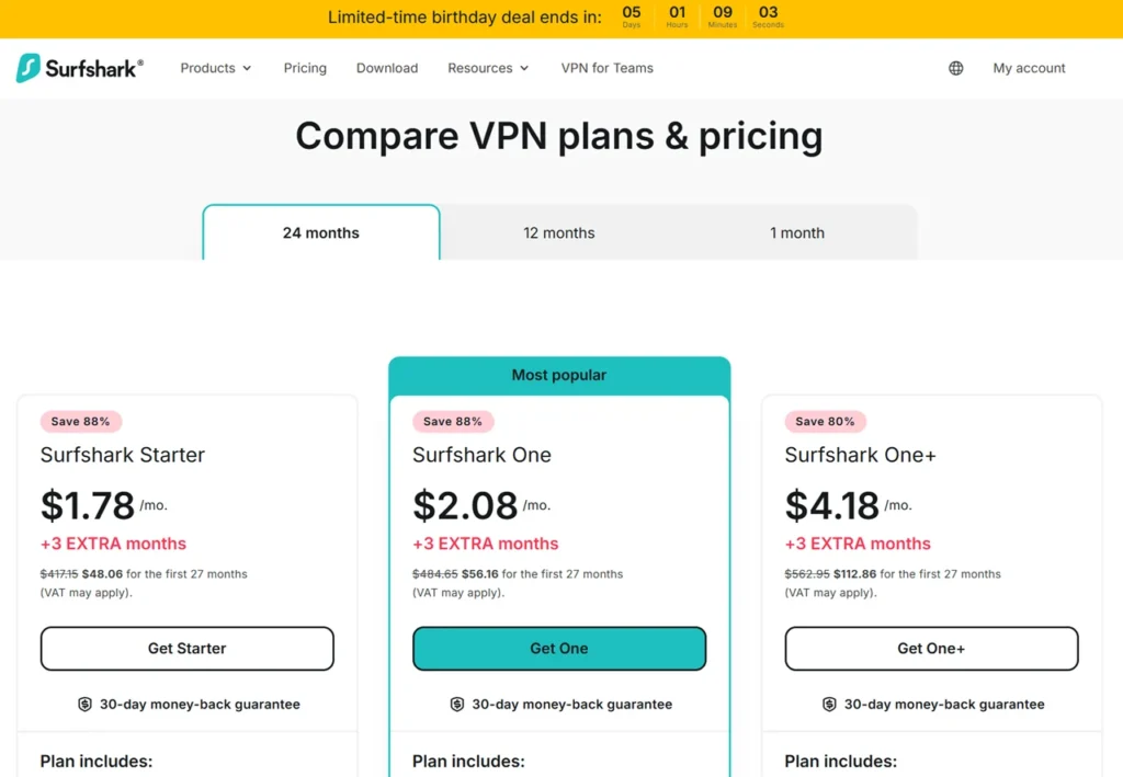Surfshark VPN Pricing And Plans