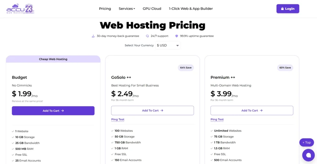AccuWeb Hosting Features And Pricing