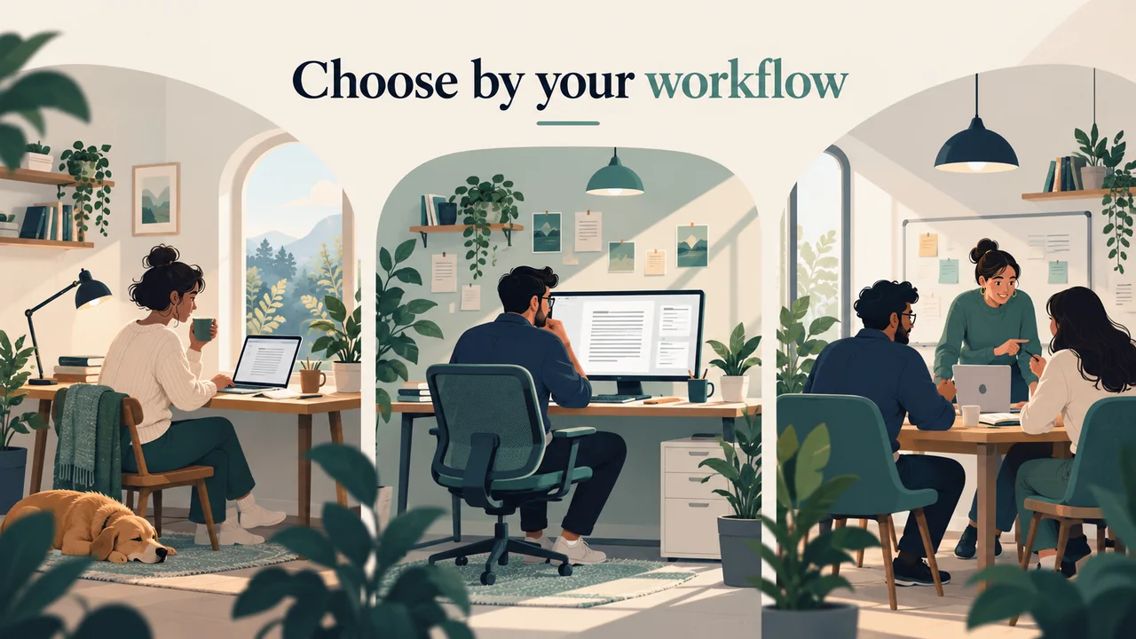 Workspaces for an occasional writer, a regular editor and a collaborative content team