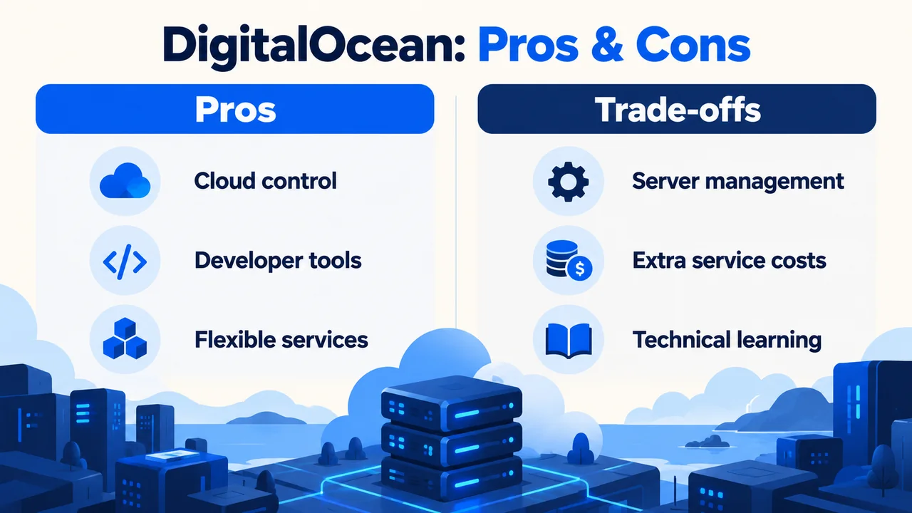 DigitalOcean advantages and trade-offs: cloud control, developer tools, administration and extra costs